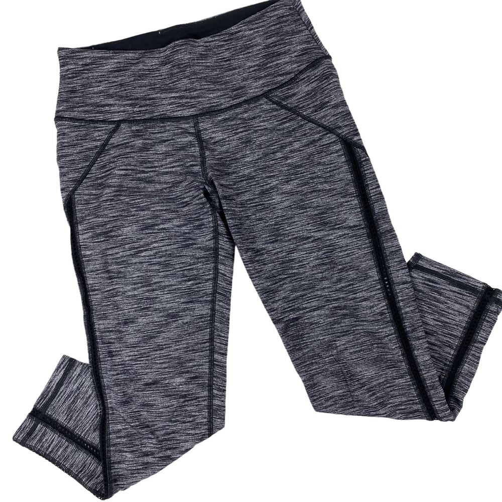 Victorias Secret Sport Knockout Capri Leggings Heather Black Lace Womens Sz Sm